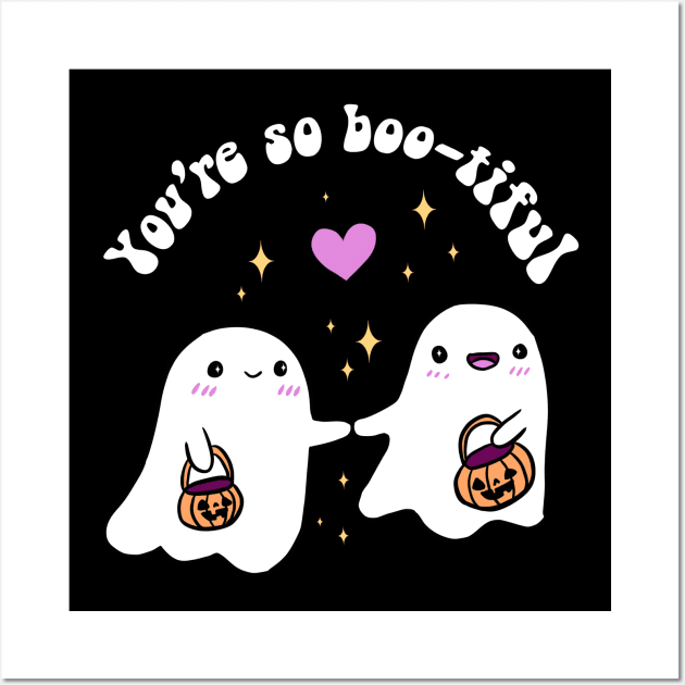 You are so boo-tiful a cute ghost couple for halloween Wall Art by Yarafantasyart